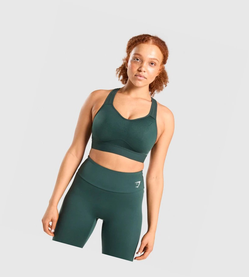 Sujetadores Deportivos Gymshark Ligeros High Support Entrenamiento Mujer Verdes Oscuro | STWULQA-69