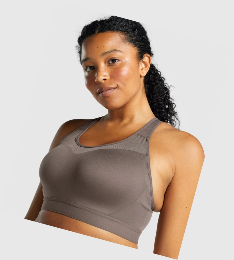 Sujetadores Deportivos Gymshark Open Back Entrenamiento Mujer Marrom | JHVYDBM-27