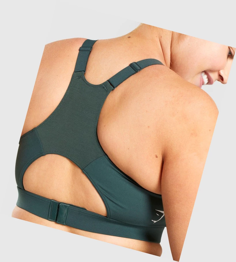 Sujetadores Deportivos Gymshark Racer Back Entrenamiento Mujer Verdes Oscuro | ULWCEZG-92