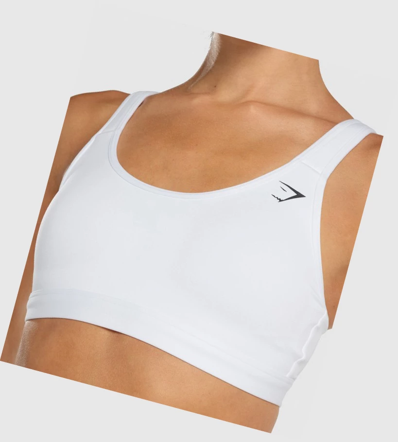 Sujetadores Deportivos Gymshark Scoop Neck Entrenamiento Mujer Blancos | MZJAHNY-42