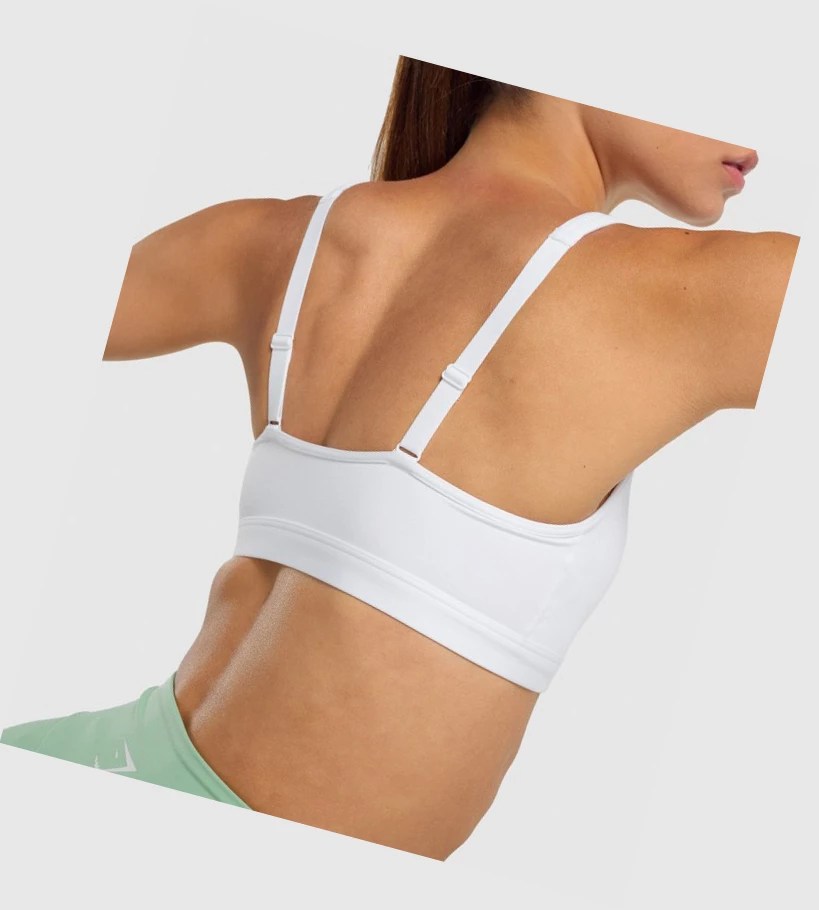 Sujetadores Deportivos Gymshark Scoop Neck Entrenamiento Mujer Blancos | MZJAHNY-42