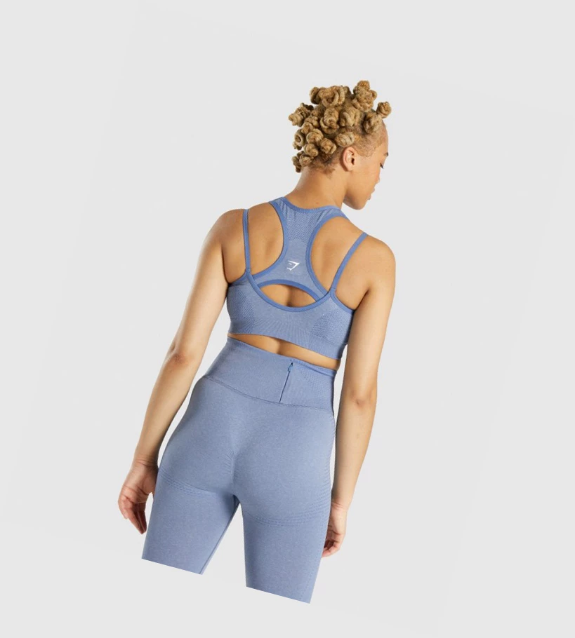 Sujetadores Deportivos Gymshark Vital Rise Seamless Mujer Azules | HSWYVXN-64