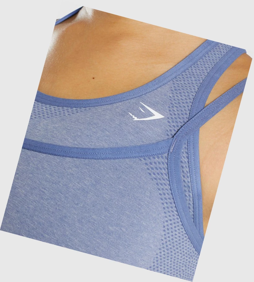 Sujetadores Deportivos Gymshark Vital Rise Seamless Mujer Azules | HSWYVXN-64