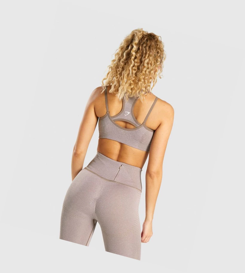 Sujetadores Deportivos Gymshark Vital Rise Seamless Mujer Grises Marrom | VMKSRCE-67