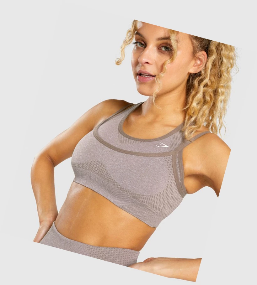 Sujetadores Deportivos Gymshark Vital Rise Seamless Mujer Grises Marrom | VMKSRCE-67