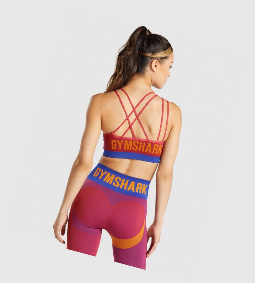 Sujetadores Deportivos Gymshark WTFlex Seamless Asymmetric Tiras Mujer Rosas | UYEMHPR-32