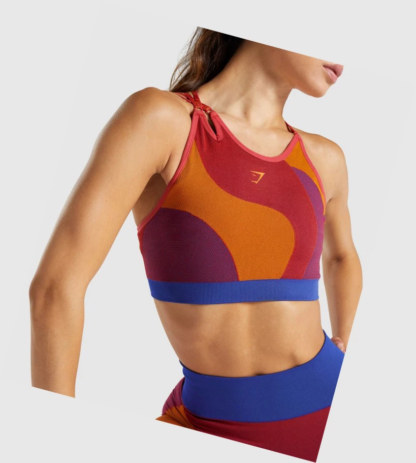 Sujetadores Deportivos Gymshark WTFlex Seamless Asymmetric Tiras Mujer Rosas | UYEMHPR-32