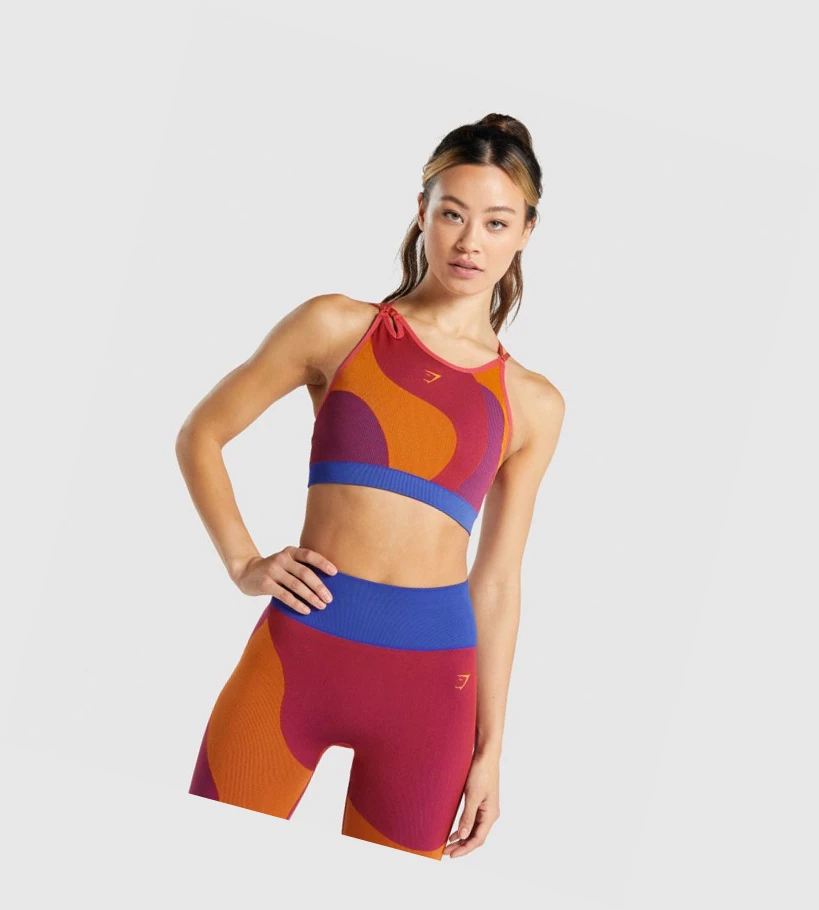 Sujetadores Deportivos Gymshark WTFlex Seamless Asymmetric Tiras Mujer Rosas | UYEMHPR-32