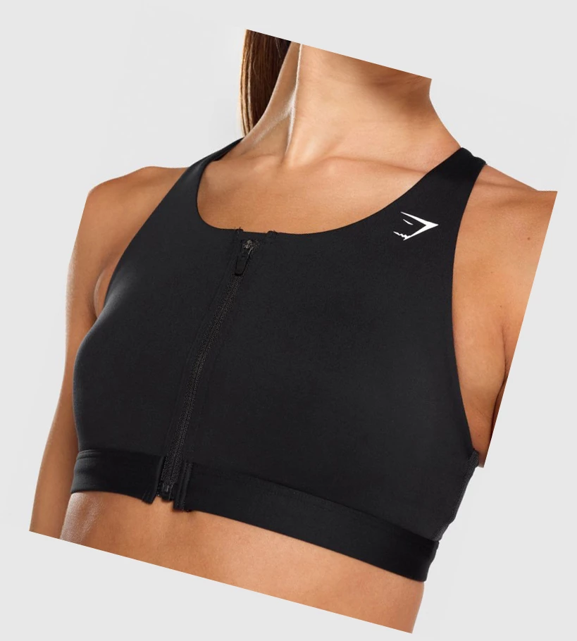 Sujetadores Deportivos Gymshark Zip Up Entrenamiento Mujer Negros | NXWZRIO-05