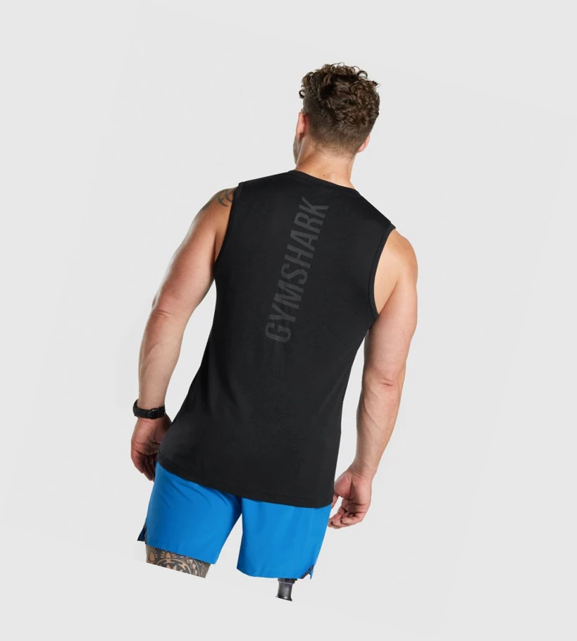 Camiseta Tirantes Gymshark Apex Seamless Hombre Negros | EXRWMFN-48