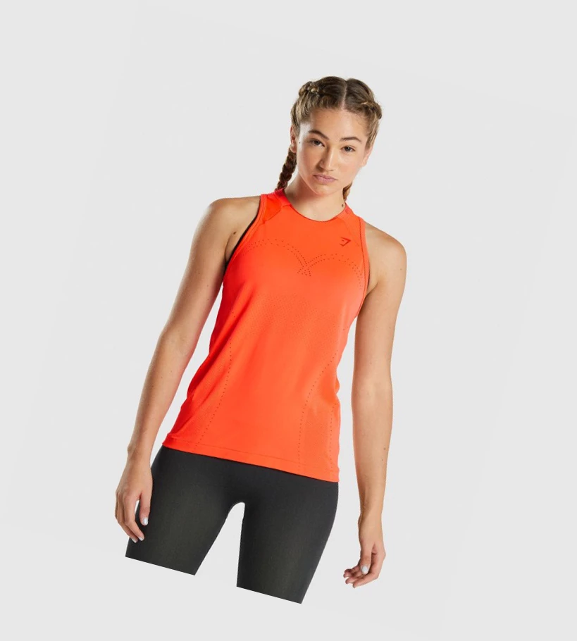 Camiseta Tirantes Gymshark Apex Seamless Mujer Naranjas | DECTMJU-16