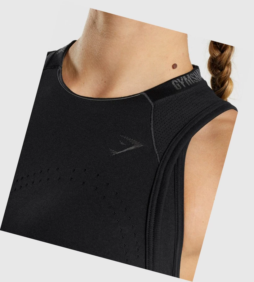 Camiseta Tirantes Gymshark Apex Seamless Mujer Negros | YOUAEPR-96