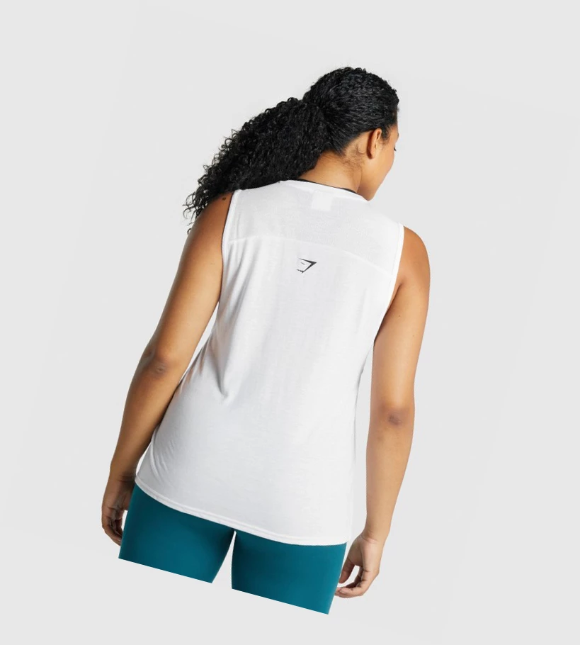 Camiseta Tirantes Gymshark Apollo Estampados Mujer Blancos | LTAFZRV-34