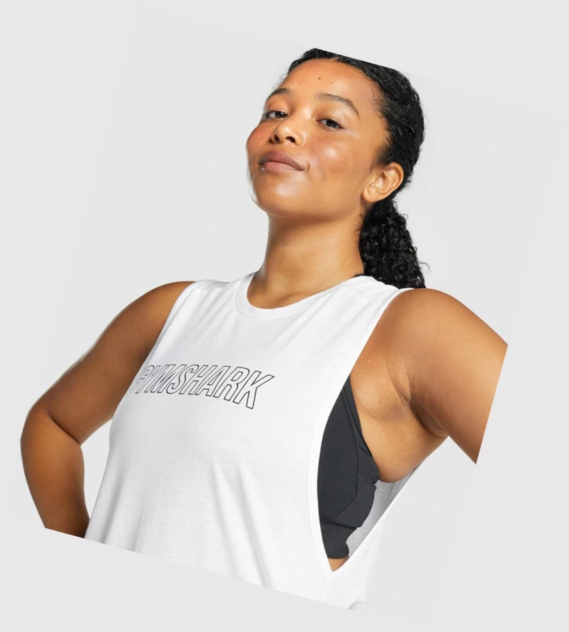 Camiseta Tirantes Gymshark Apollo Estampados Mujer Blancos | LTAFZRV-34