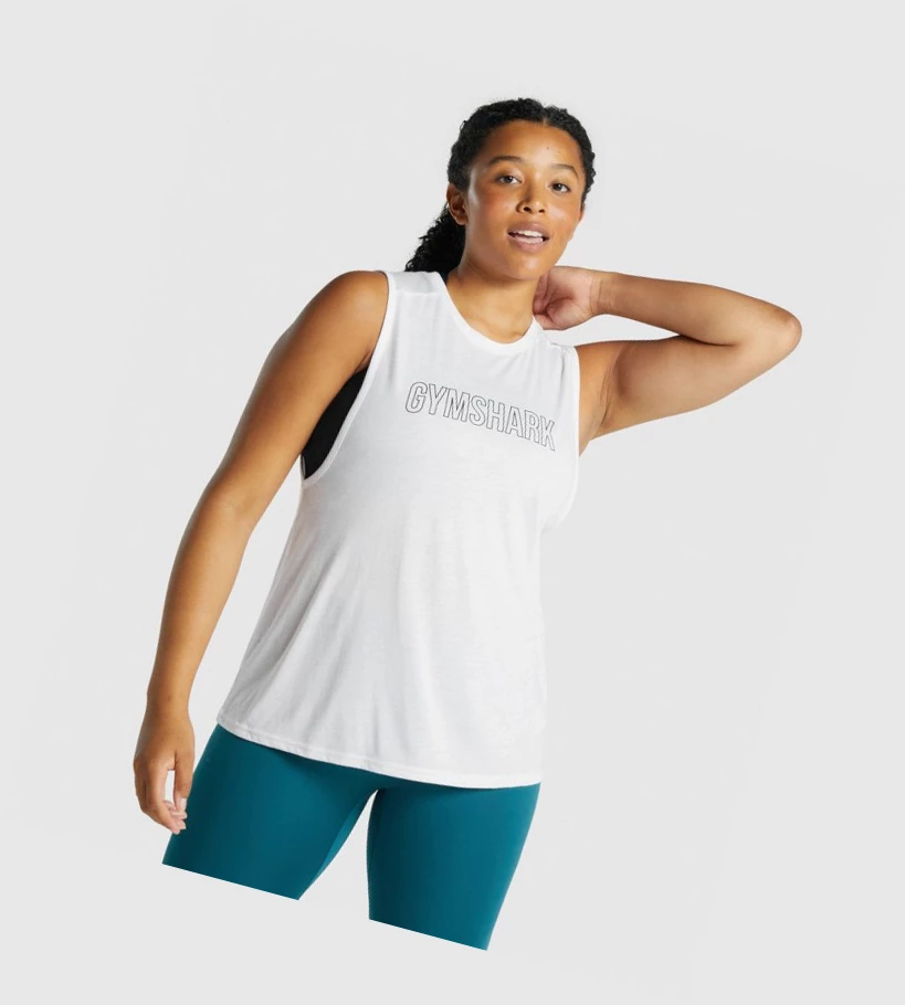 Camiseta Tirantes Gymshark Apollo Estampados Mujer Blancos | LTAFZRV-34