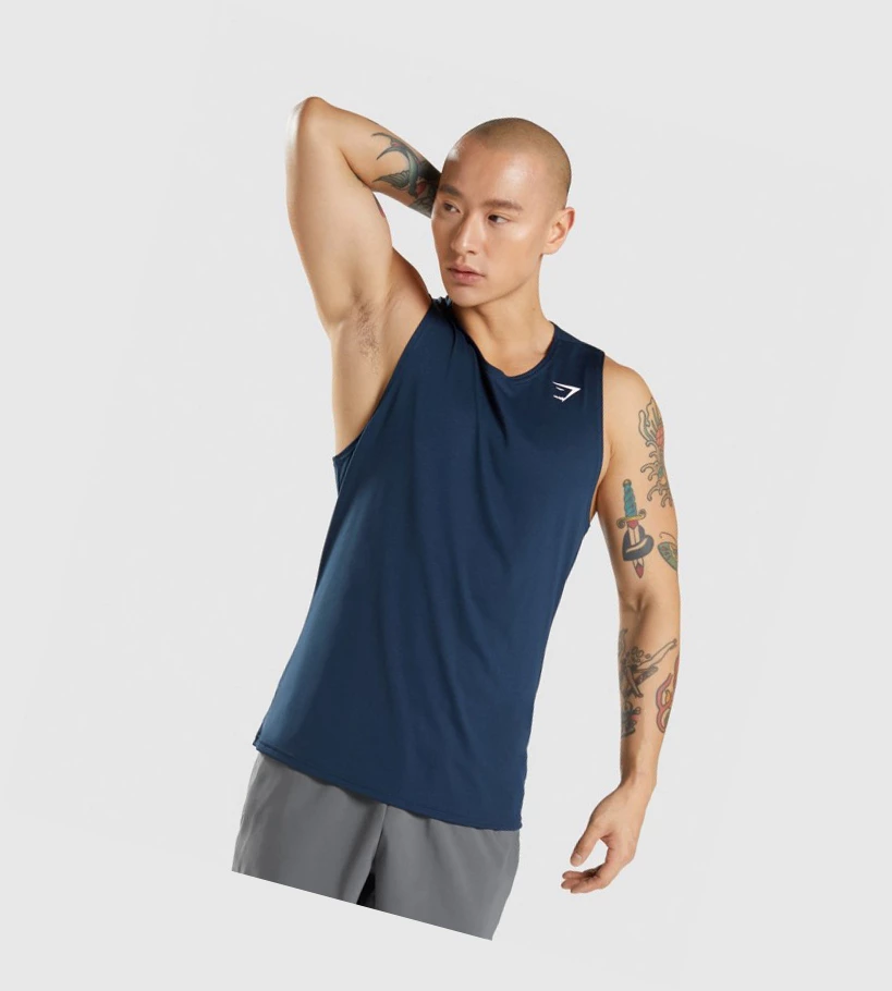 Camiseta Tirantes Gymshark Arrival Hombre Azul Marino | DVYRHEU-47