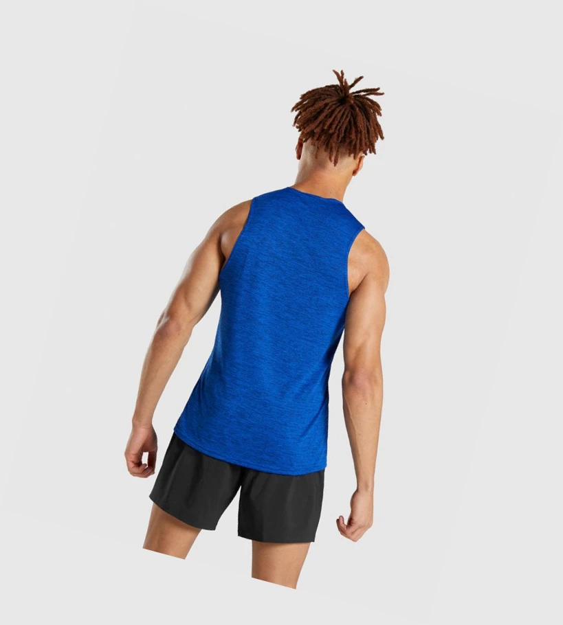 Camiseta Tirantes Gymshark Arrival Marl Hombre Azules | BKJAHWE-15