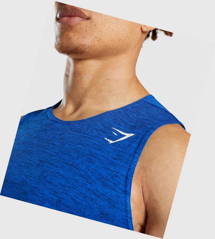 Camiseta Tirantes Gymshark Arrival Marl Hombre Azules | BKJAHWE-15