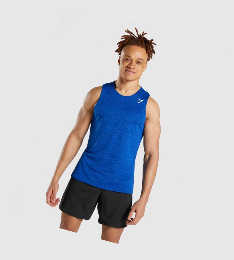 Camiseta Tirantes Gymshark Arrival Marl Hombre Azules | BKJAHWE-15