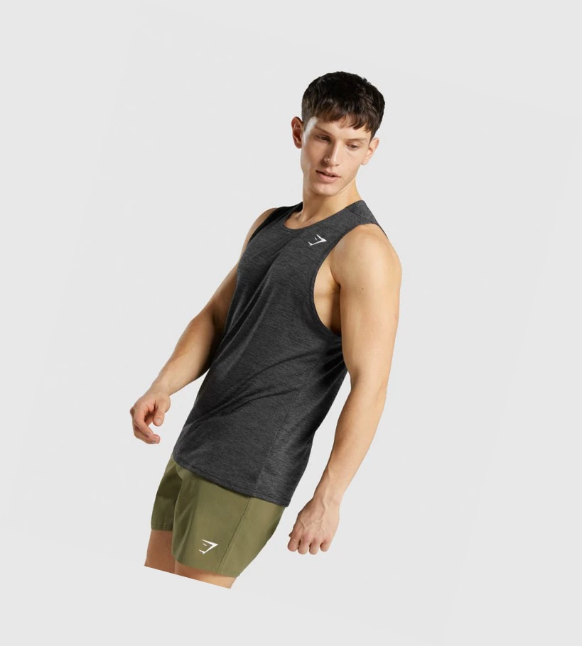 Camiseta Tirantes Gymshark Arrival Marl Hombre Negros | HAYTXUZ-46