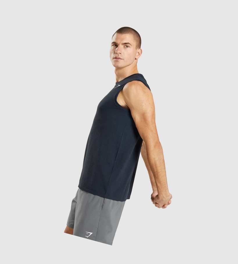 Camiseta Tirantes Gymshark Arrival Seamless Hombre Azul Marino | PASDJHR-82