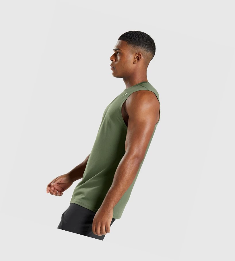 Camiseta Tirantes Gymshark Arrival Sin Manga Hombre Verde Oliva | FWBEQJL-76