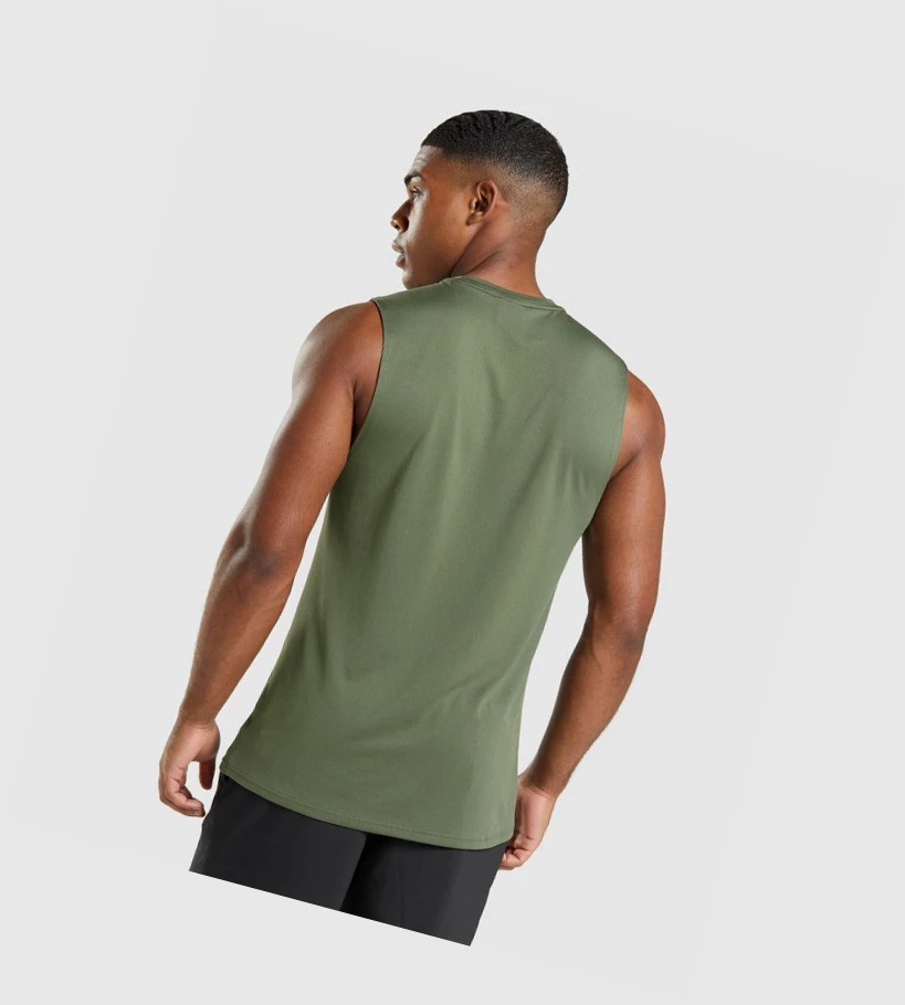 Camiseta Tirantes Gymshark Arrival Sin Manga Hombre Verde Oliva | FWBEQJL-76