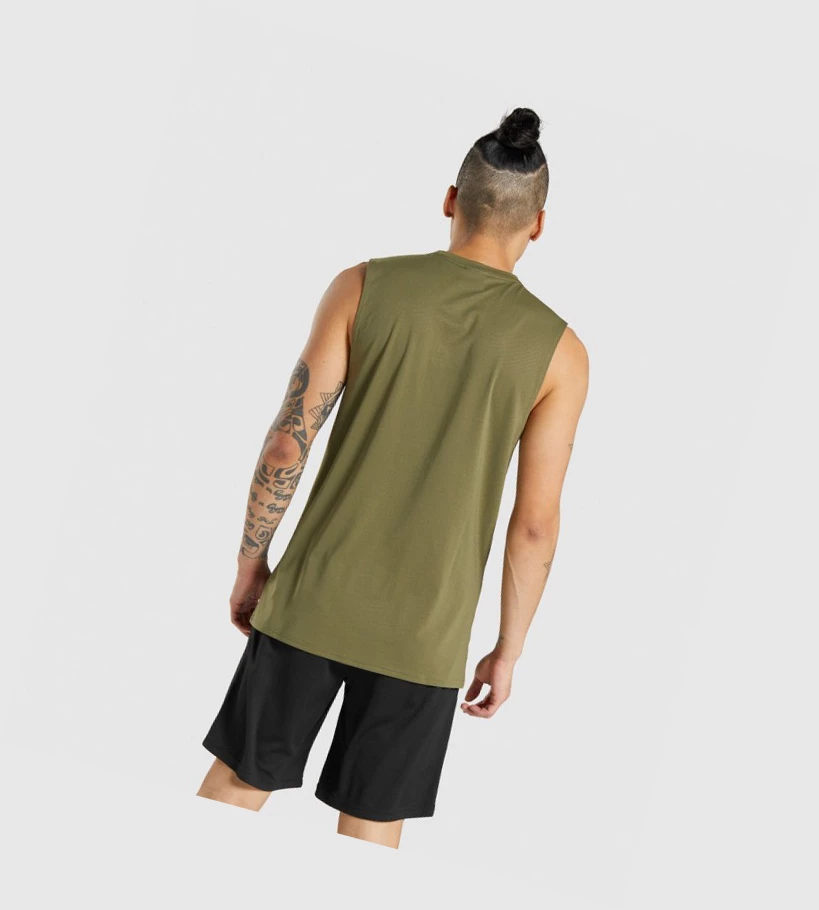 Camiseta Tirantes Gymshark Arrival Sin Manga Hombre Verdes Oscuro | HJSBUWM-62