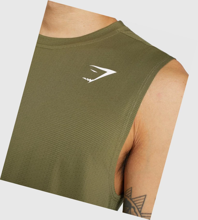 Camiseta Tirantes Gymshark Arrival Sin Manga Hombre Verdes Oscuro | HJSBUWM-62