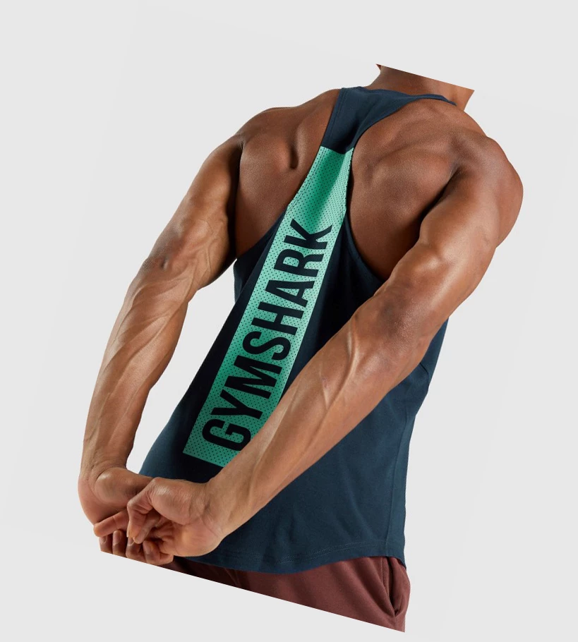 Camiseta Tirantes Gymshark Bold Hombre Azul Marino | RADQCWT-69