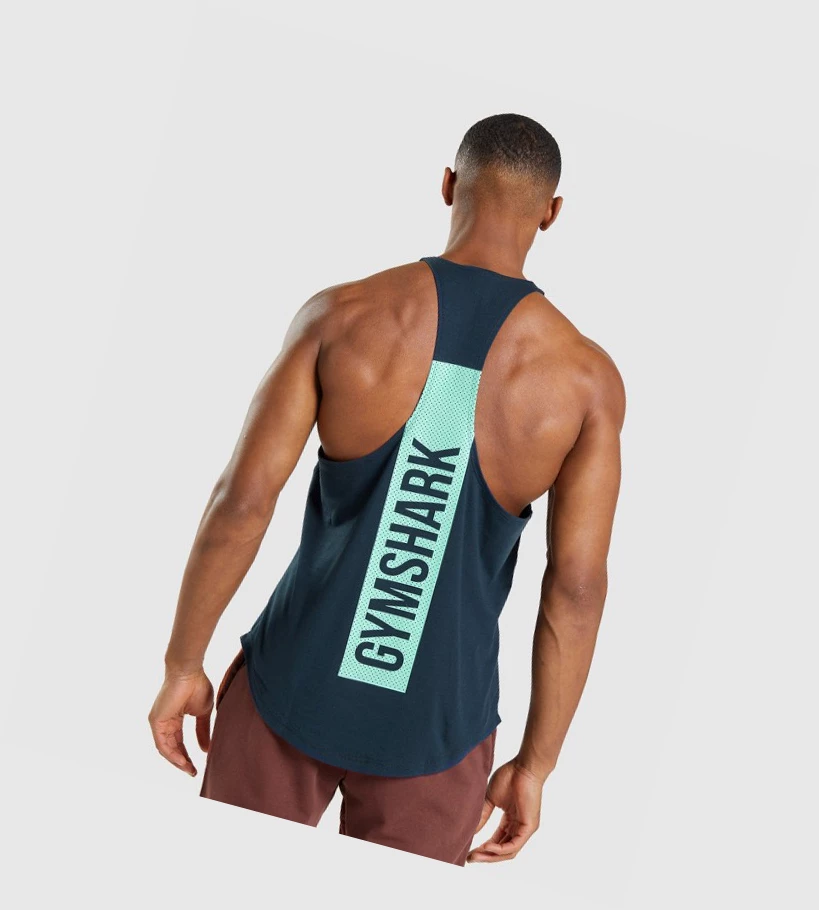 Camiseta Tirantes Gymshark Bold Hombre Azul Marino | RADQCWT-69