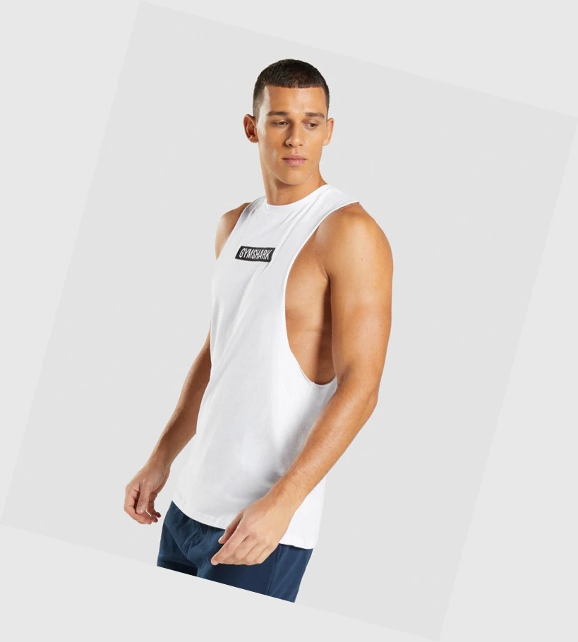 Camiseta Tirantes Gymshark Central Drop Arm Hombre Blancos | GDKYISW-46