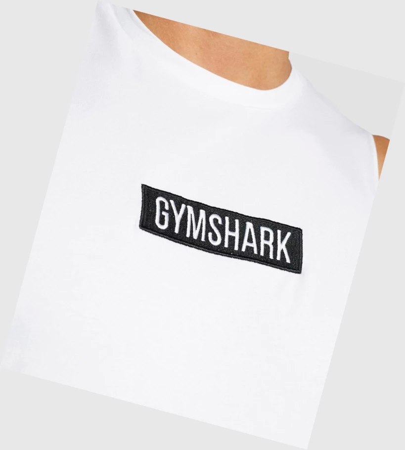 Camiseta Tirantes Gymshark Central Drop Arm Hombre Blancos | GDKYISW-46