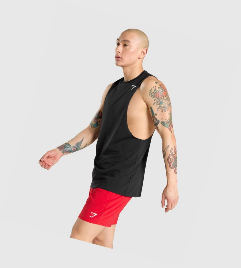 Camiseta Tirantes Gymshark Critical Drop Arm Hombre Negros | ICQFRHY-25