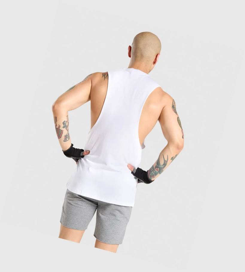 Camiseta Tirantes Gymshark Critical Drop Arm Hombre Blancos | TAVZOIY-03