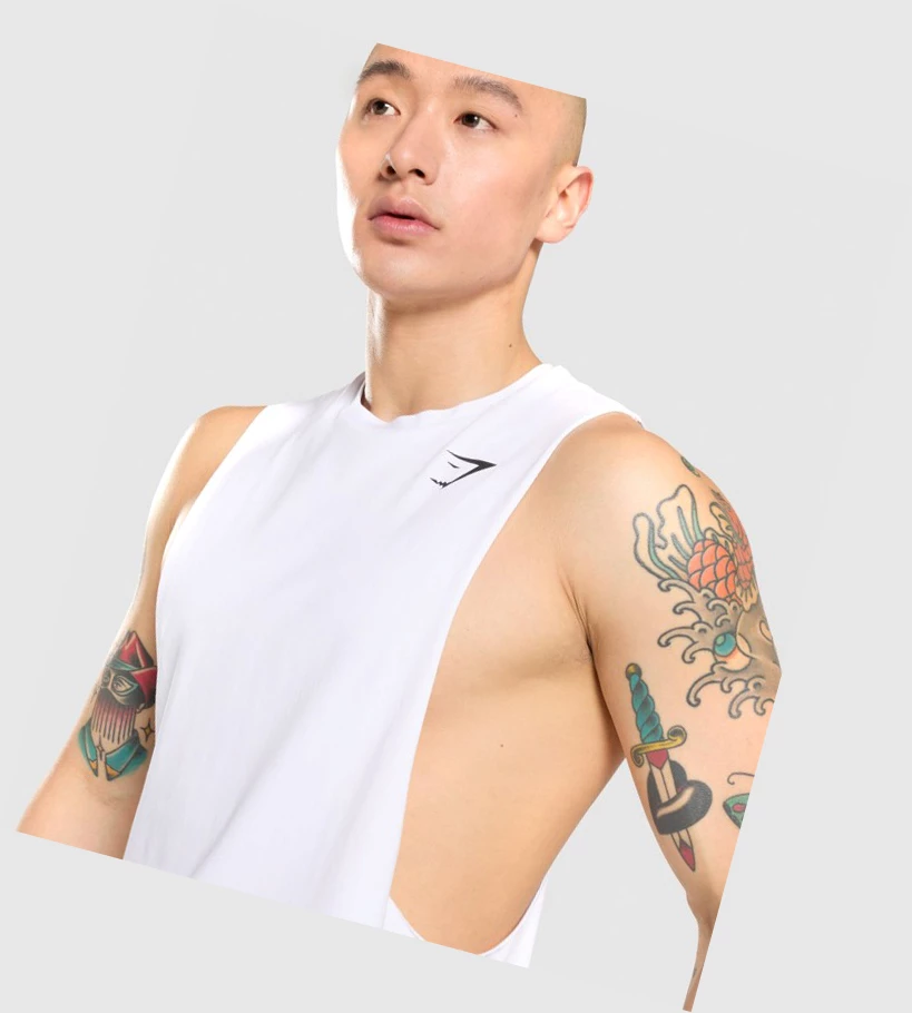 Camiseta Tirantes Gymshark Critical Drop Arm Hombre Blancos | TAVZOIY-03