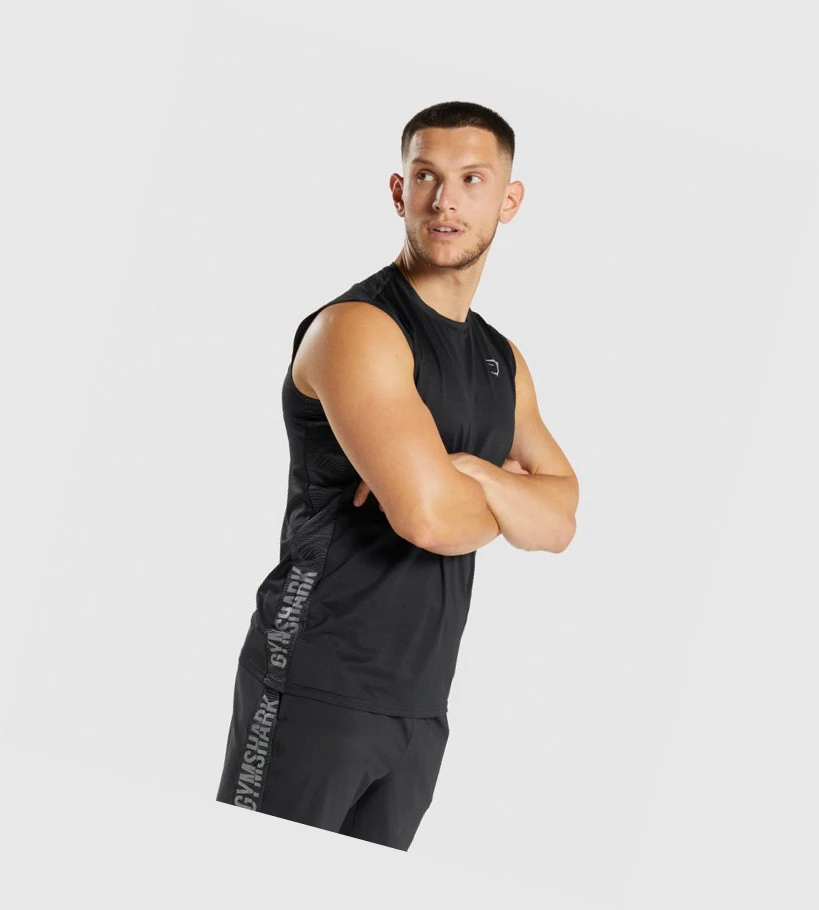 Camiseta Tirantes Gymshark Deporte Hombre Negros | ZVTQCXM-70