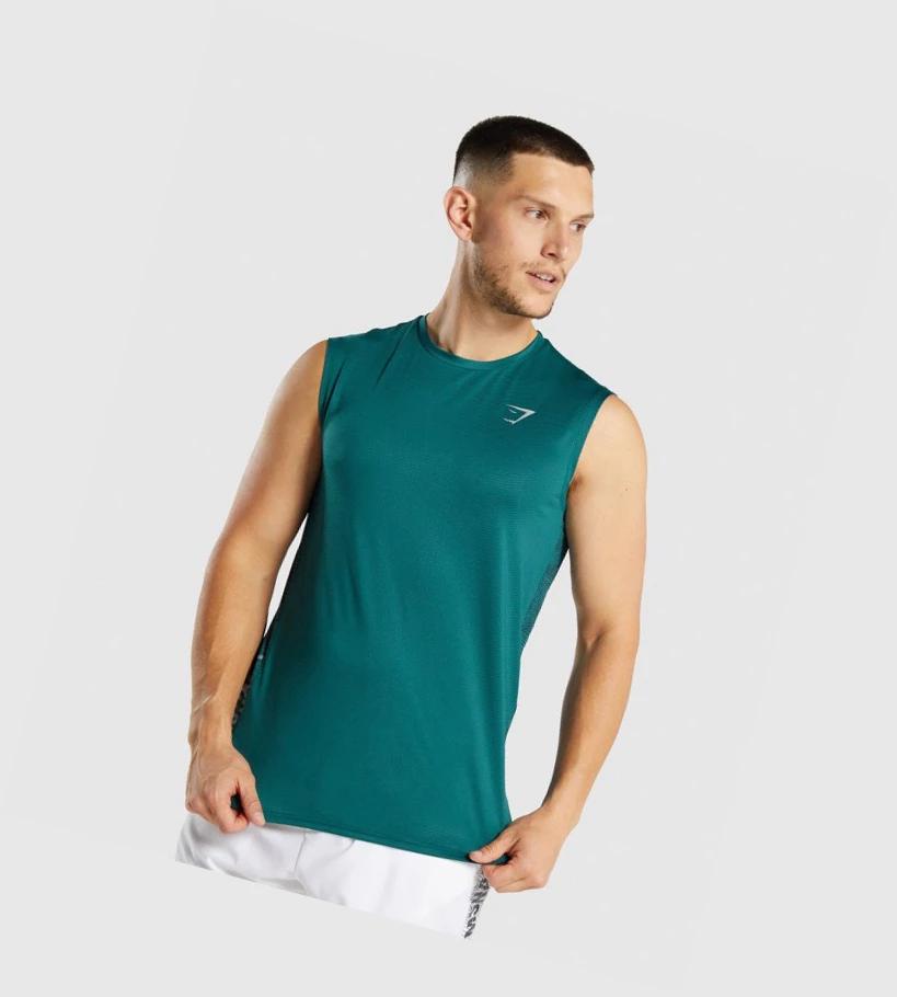 Camiseta Tirantes Gymshark Deporte Hombre Turquesa | SWFTCAZ-92