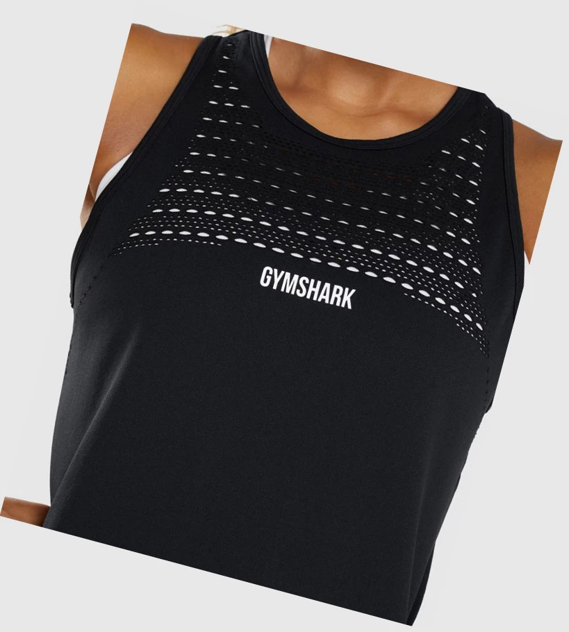 Camiseta Tirantes Gymshark Energy Seamless Loose Mujer Negros | COUNIRP-01