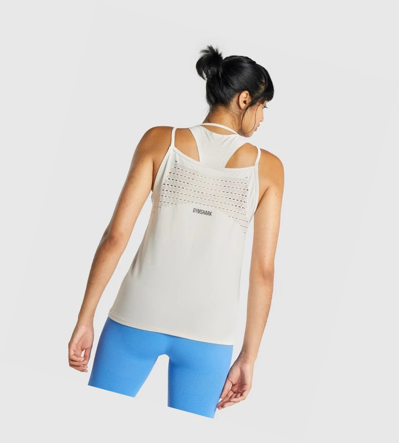 Camiseta Tirantes Gymshark Energy Seamless Loose Mujer Creme | QGXYBDU-58