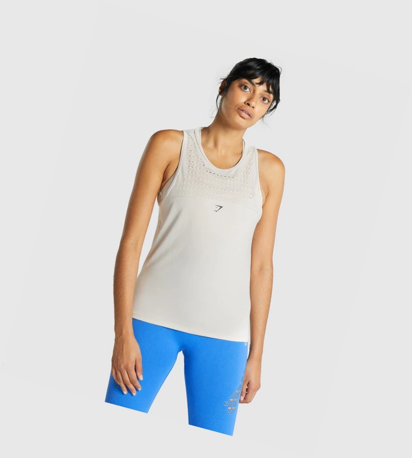 Camiseta Tirantes Gymshark Energy Seamless Loose Mujer Creme | QGXYBDU-58