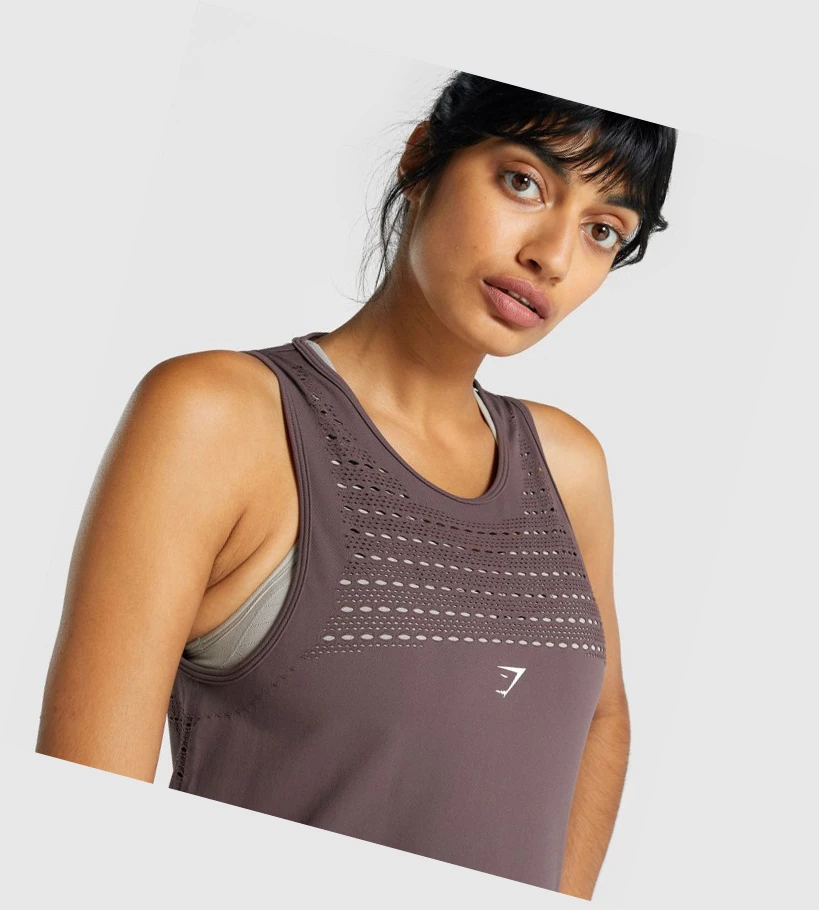 Camiseta Tirantes Gymshark Energy Seamless Loose Mujer Marrom | VLNCTRO-36