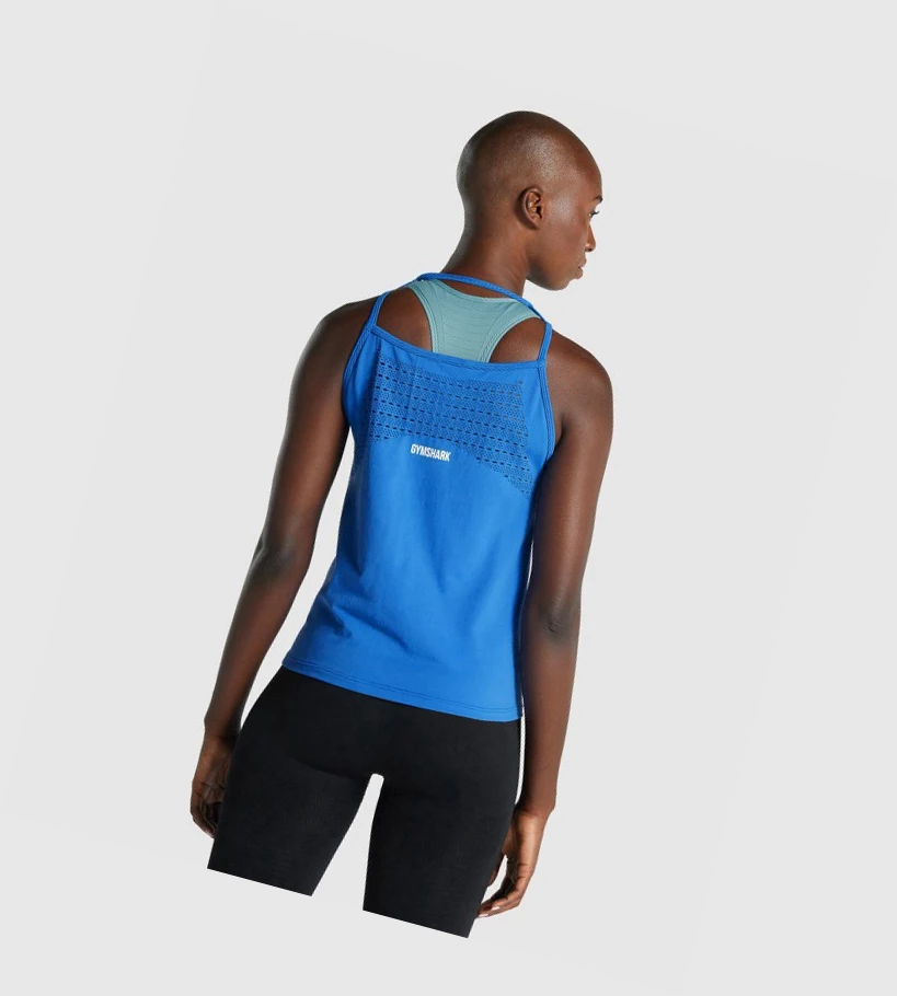 Camiseta Tirantes Gymshark Energy Seamless Loose Mujer Azules | VSQWPEL-25