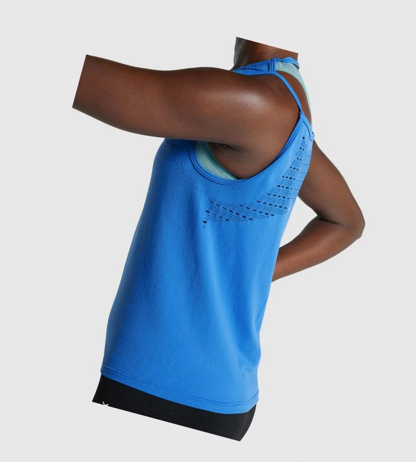 Camiseta Tirantes Gymshark Energy Seamless Loose Mujer Azules | VSQWPEL-25