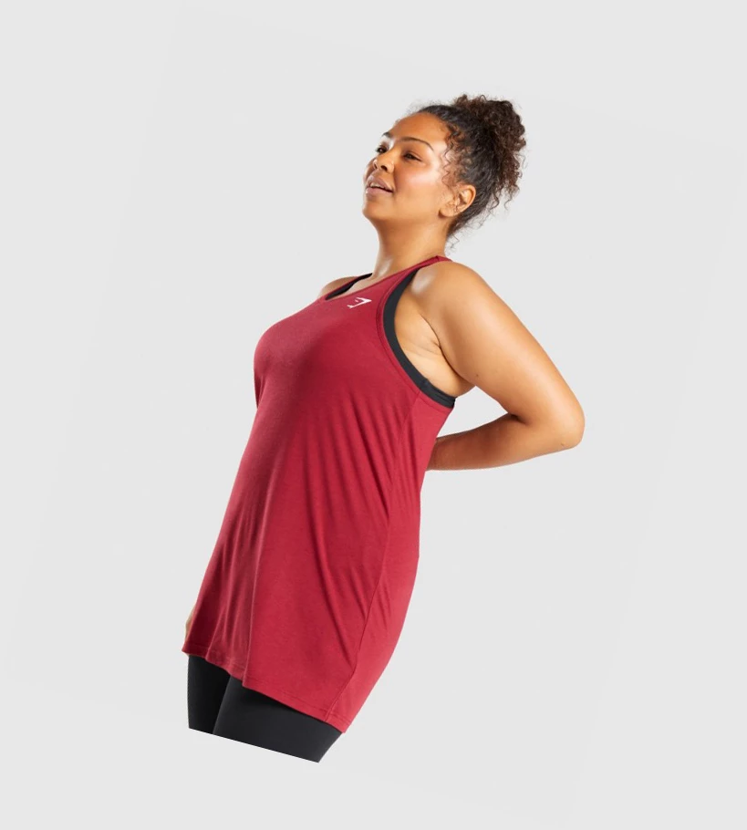 Camiseta Tirantes Gymshark Entrenamiento Oversized Mujer Vino | FWKTNRB-38