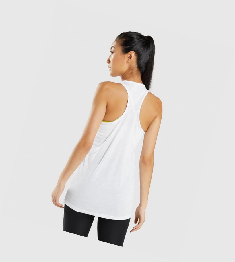 Camiseta Tirantes Gymshark Entrenamiento Oversized Mujer Blancos | GELUSAP-86