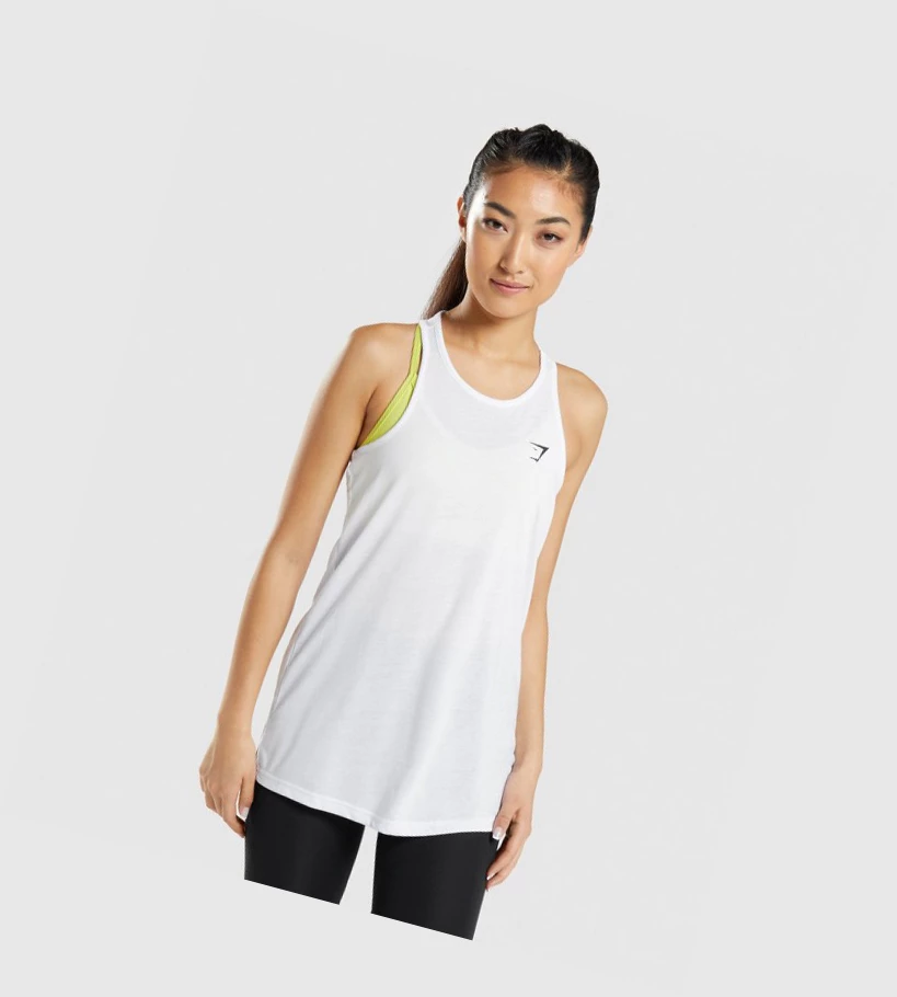 Camiseta Tirantes Gymshark Entrenamiento Oversized Mujer Blancos | GELUSAP-86