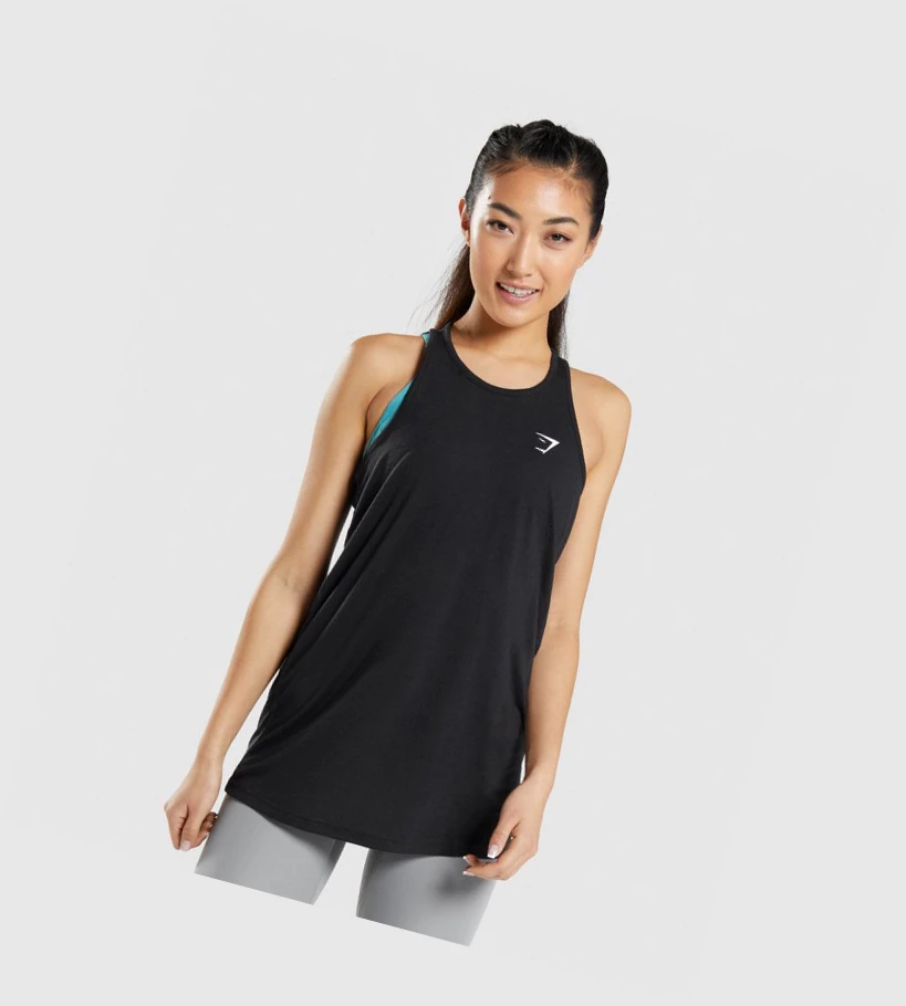 Camiseta Tirantes Gymshark Entrenamiento Oversized Mujer Negros | ZKNJERL-36