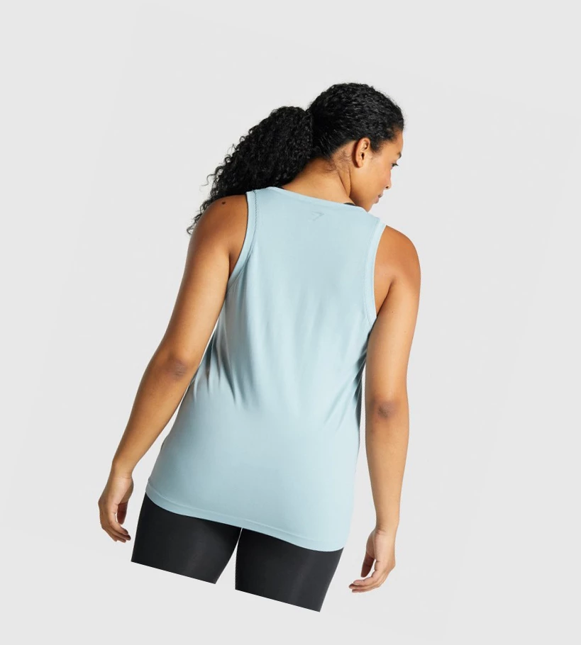 Camiseta Tirantes Gymshark Fit Seamless Loose Mujer Azules | NERXACP-29