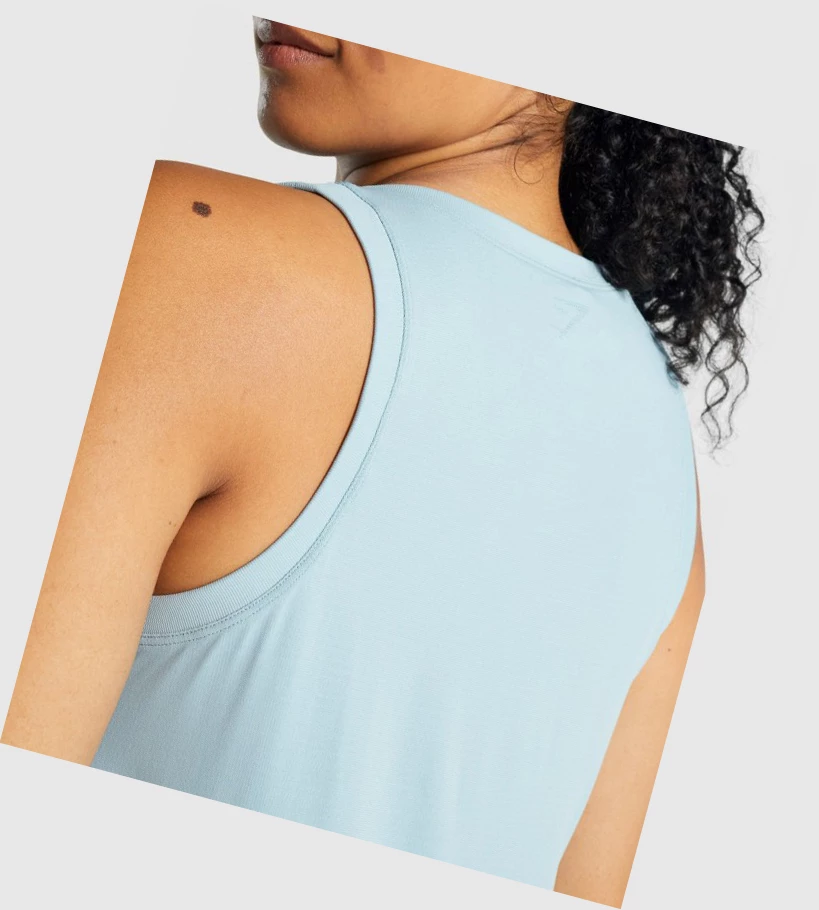 Camiseta Tirantes Gymshark Fit Seamless Loose Mujer Azules | NERXACP-29